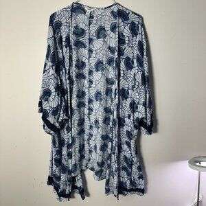 EUC Womens Plus Sonoma 2X Blue Shrug Swim Cover Up Kimino